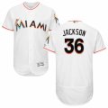 Mens Majestic Miami Marlins #36 Edwin Jackson White Flexbase Authentic Collection MLB Jersey