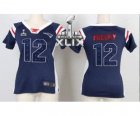 2015 Super Bowl XLIX nike women nfl jerseys new england patriots #12 tom brady blue[fashion Rhinestone sequins]