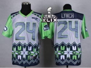2015 Super Bowl XLIX Nike Seattle Seahawks #24 lynch New Jerseys(Style Noble Fashion Elite)
