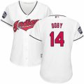 Womens Majestic Cleveland Indians #14 Larry Doby Authentic White Home 2016 World Series Bound Cool Base MLB Jersey