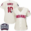 Womens Majestic Cleveland Indians #10 Yan Gomes Authentic Cream Alternate 2 2016 World Series Bound Cool Base MLB Jersey