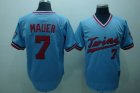 mlb minnesota twins #7 mauer baby blue[cooperstown throwback]
