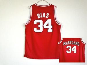 Maryland Terps #34 Len Bias Red College Basketball Jersey