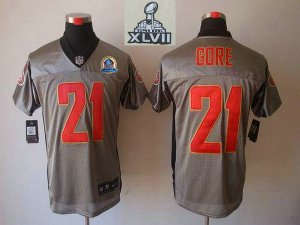 2013 Super Bowl XLVII NEW San Francisco 49ers #21 Frank Gore Grey Shadow With Hall of Fame 50th Patch(Elite)