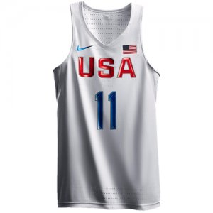 Men\'s Nike Team USA #11 Klay Thompson Authentic White 2016 Olympic Basketball Jerse