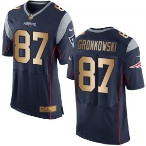 Nike New England Patriots #87 Rob Gronkowski Navy Blue Team Color Mens Stitched NFL New Elite Gold Jersey