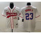 Men's Atlanta Braves #23 Michael Harris II White Cool Base Stitched Baseball Jersey1