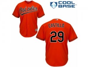 Mens Majestic Baltimore Orioles #29 Welington Castillo Replica Orange Alternate Cool Base MLB Jersey
