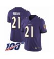 Men's Baltimore Ravens #21 Mark Ingram II Purple Team Color Vapor Untouchable Limited Player 100th Season Football Jersey