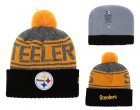Steelers Team Logo Black Cuffed Knit Hat With Pom YD