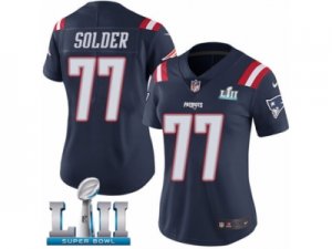Women Nike New England Patriots #77 Nate Solder Limited Navy Blue Rush Vapor Untouchable Super Bowl LII NFL Jersey