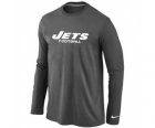 Nike New York Jets Authentic font Long Sleeve T-Shirt D.Grey
