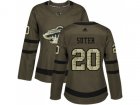 Women Adidas Minnesota Wild #20 Ryan Suter Green Salute to Service Stitched NHL Jersey