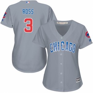 Women\'s Majestic Chicago Cubs #3 David Ross Replica Grey Road MLB Jersey