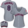 Womens Majestic Cleveland Indians #8 Lonnie Chisenhall Authentic Grey Road 2016 World Series Bound Cool Base MLB Jersey