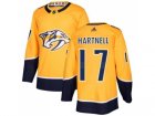 Men Adidas Nashville Predators #17 Scott Hartnell Yellow Home Authentic Stitched NHL Jersey