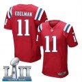 Mens Nike New England Patriots #11 Julian Edelman Red 2018 Super Bowl LII Elite Jersey