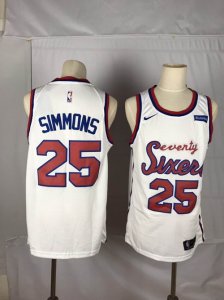 76ers #25 Ben Simmons White Nike Throwback Swingman Jersey