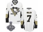 Mens Reebok Pittsburgh Penguins #7 Joe Mullen Premier White Away 2017 Stanley Cup Final NHL Jersey