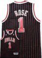 NBA Chicago Bulls #1 Derrick Rose Black Red Stitched Jerseys(Strip)