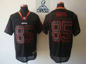 2013 Super Bowl XLVII NEW San Francisco 49ers 85 Vernon Davis Lights Out Black Elite Jerseys