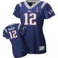 Women New England Patriots #12 Brady 2012 Super Bowl XLVI DK blue