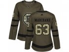 Women Adidas Boston Bruins #63 Brad Marchand Green Salute to Service Stitched NHL Jersey