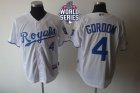 Kansas City Royals #4 Alex Gordon White Cool Base W 2015 World Series Patch Stitched MLB Jersey