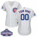 Womens Majestic Chicago Cubs Customized Authentic White Home 2016 World Series Champions Cool Base MLB Jersey