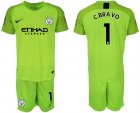 2018-19 Manchester City 1 C.BRAVO Fluorescent Green Goalkeeper Soccer Jersey