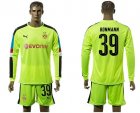Dortmund #39 Bonmann Shiny Green Long Sleeves Goalkeeper Soccer Country Jersey