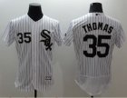 Chicago White Sox #35 Frank Thomas White(Black Strip) Flexbase Authentic Collection Stitched Baseball Jersey