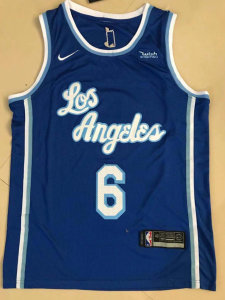 Lakers #6 JAMES Light Blue KB Patch Swingman Jersey