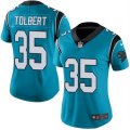 Womens Nike Carolina Panthers #35 Mike Tolbert Blue Stitched NFL Limited Rush Jersey