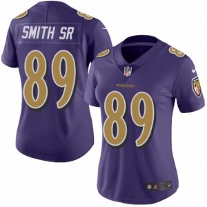 Women\'s Nike Baltimore Ravens #89 Steve Smith Sr Limited Purple Rush NFL Jersey