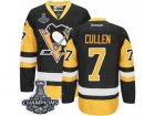 Mens Reebok Pittsburgh Penguins #7 Matt Cullen Premier Black Gold Third 2017 Stanley Cup Champions NHL Jersey