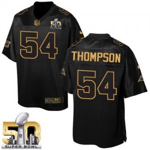 Nike Carolina Panthers #54 Shaq Thompson Black Super Bowl 50 Men Stitched NFL Elite Pro Line Gold Collection Jersey