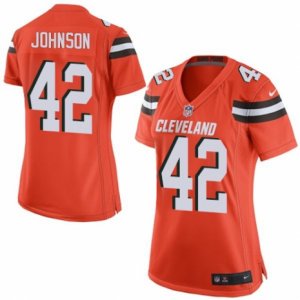 Women\'s Nike Cleveland Browns #42 Malcolm Johnson Limited Orange Alternate NFL Jersey