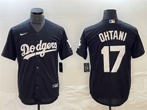 Men\'s Los Angeles Dodgers #17 Shohei Ohtani Black Cool Base Stitched Jersey