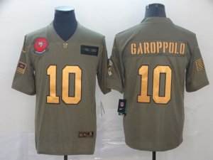 Nike 49ers #10 Jimmy Garoppolo 2019 Olive Gold Salute To Service Limited Jersey