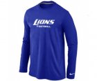 Nike Detroit Lions Authentic font Long Sleeve T-Shirt blue