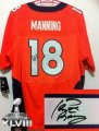 Nike Denver Broncos #18 Peyton Manning Orange Team Color Super Bowl XLVIII NFL Elite Autographed Jersey