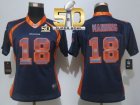 Women Nike Broncos #18 Peyton Manning Blue Alternate Super Bowl 50 Strobe Jersey