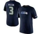 Nike Seattle Seahawks 3 Russell Wilson Name & Number T-Shirt Blue