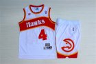Hawks # 4 Spud Webb White Hardwood Classics Jersey(With Shorts)