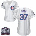 Women's Majestic Chicago Cubs #37 Travis Wood Authentic White Home 2016 World Series Bound Cool Base MLB Jersey