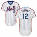 Mens Majestic New York Mets #12 Juan Lagares White Royal Flexbase Authentic Collection MLB Jersey
