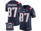 Mens Nike New England Patriots #87 Rob Gronkowski Limited Navy Blue Rush Super Bowl LI Champions NFL Jersey