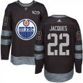Mens Edmonton Oilers #22 Jean-Francois Jacques Black 1917-2017 100th Anniversary Stitched NHL Jersey