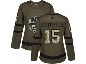 Women Adidas New York Islanders #15 Cal Clutterbuck Green Salute to Service Stitched NHL Jersey